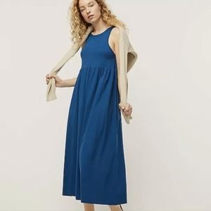 JCrew woman's knit cutaway tank seaport blue summer maxy dress S.